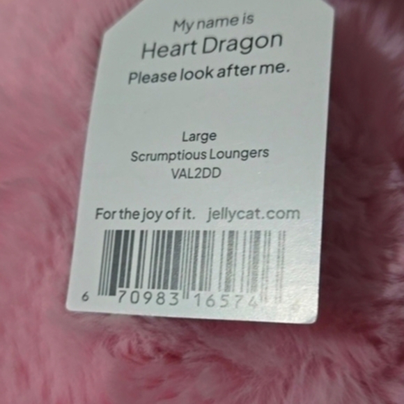 Jellycat Heart Dragon 4.7x5.5x19.7" Soft & Plush BNWT Authentic - Picture 5 of 6